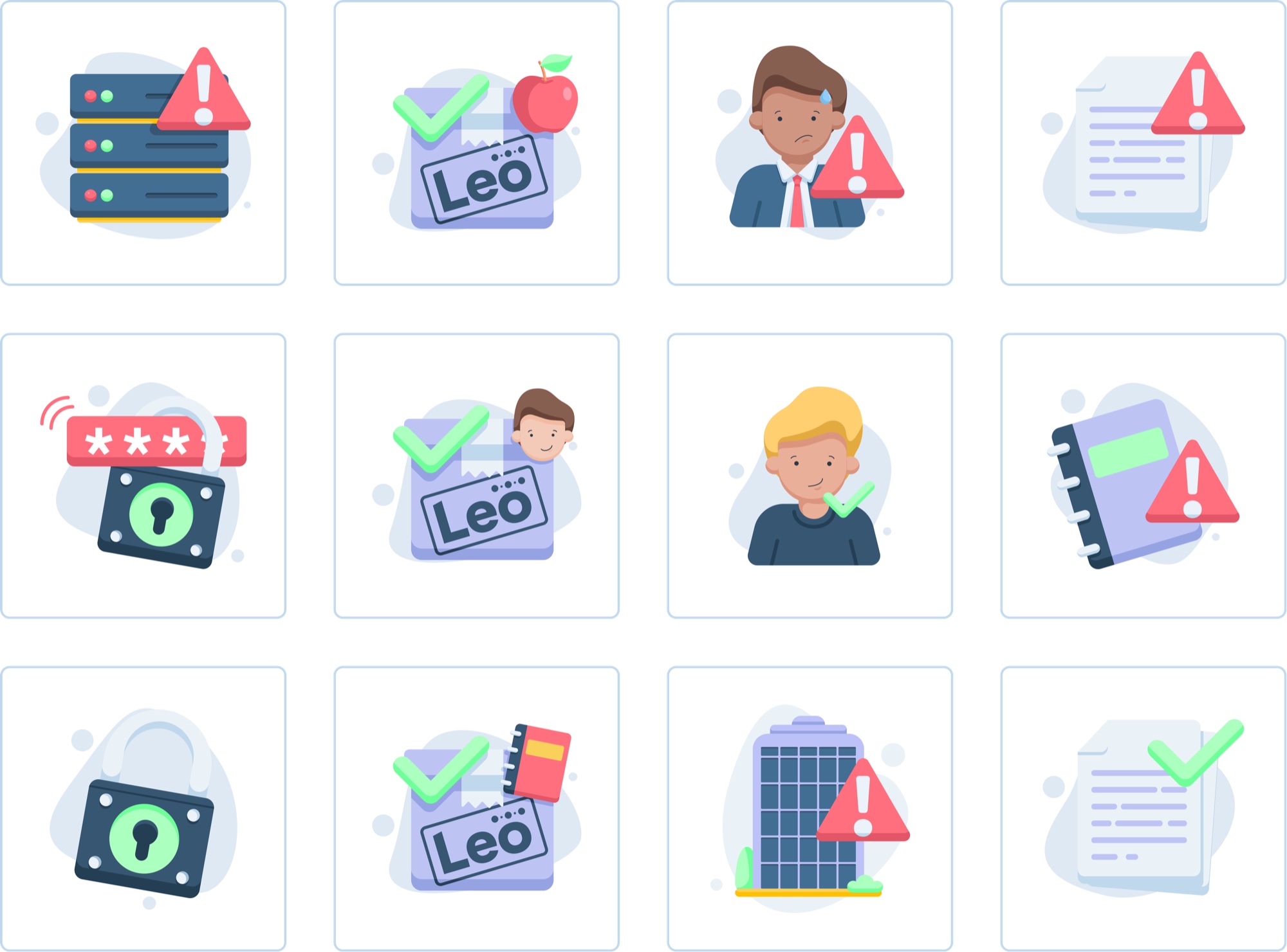 Illustration set for empty states and alerts